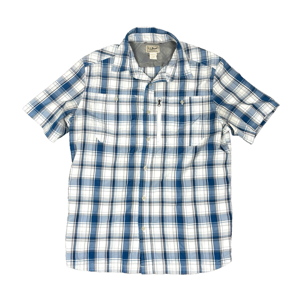 LL Bean‎ Mens Medium Regular Shirt Blue Fishing Hiking Vented
